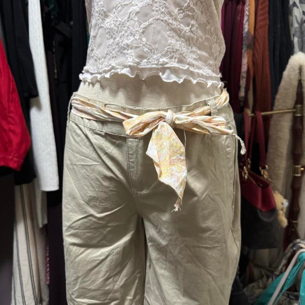 Y2K Cottagecore Tie Waist Capris with scarf belt